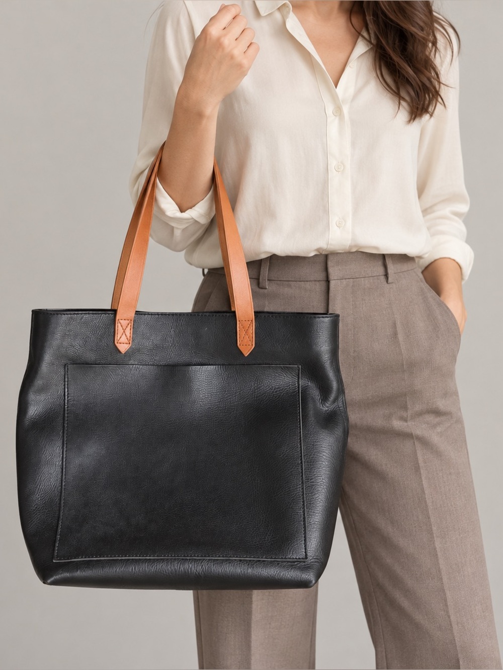 Madewell Black Leather Transport Tote Leather Shoulder Bag Work School Purse